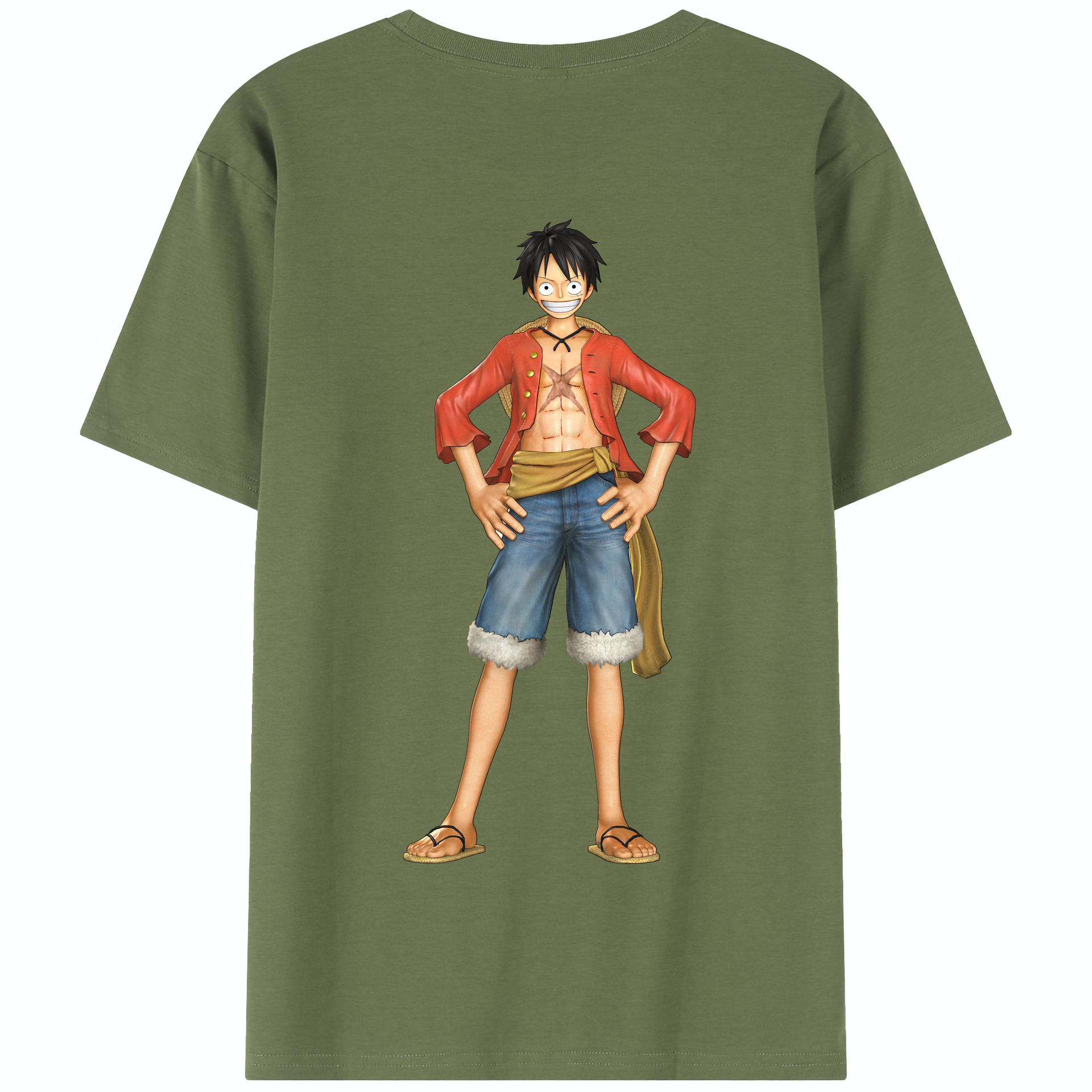 ワンピース モンキー・D・ルフィ ONE PIECE Monkey D. Luffy 綿100％半袖Tシャツ（背面プリント）